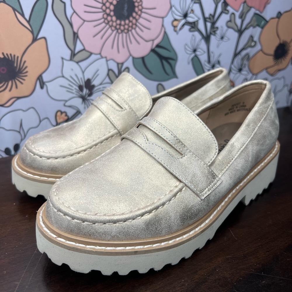 Corkys Gold metallic TTS  Loafers Size 6